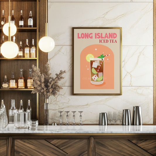 Long Island Iced Tea cocktail wall print — modern downloadable art for home bar decor, with bold retro colours and stylish design