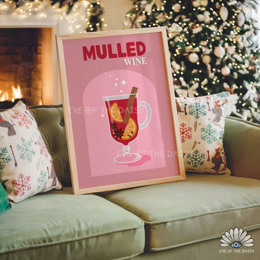Mulled Wine Print Digital Download | Retro Holiday Drink Printable Wall Art