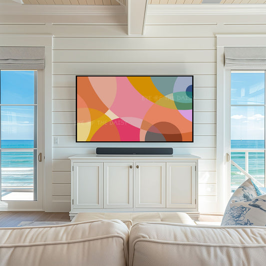 Pink Mustard Yellow Abstract 4K TV Art | Geometric Contemporary Art for TV Screen 4K