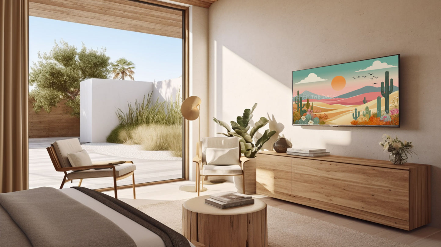 Cactus Landscape 4K TV Art | Boho Southwestern Cactii Desert 4K Art for TV Screen