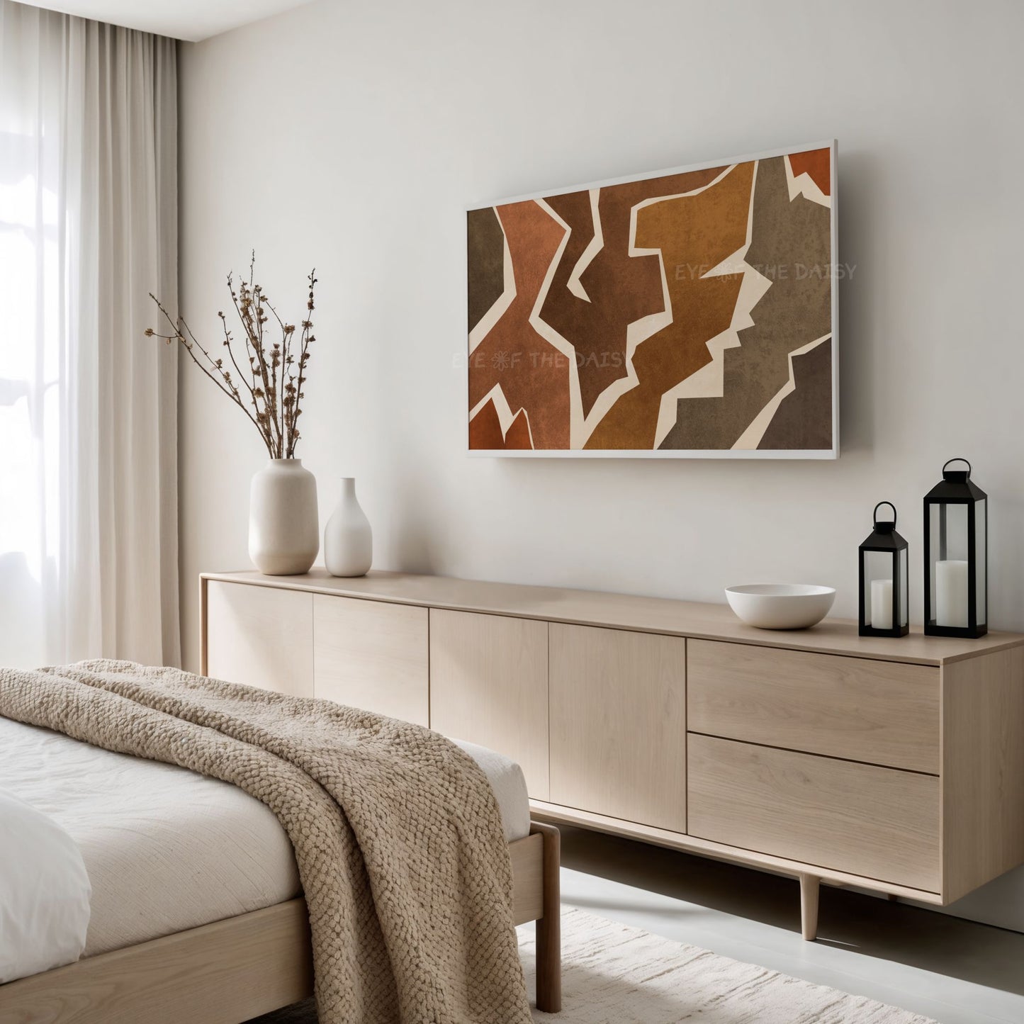 Brown Tan Grey Boho Abstract 4K TV Art | Geometric Animal Print Art for TV Screen