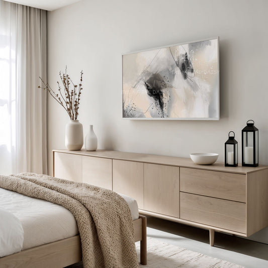 Neutral Abstract Expressionist 4K TV Art | Contemporary Digital Painting for TV Screen