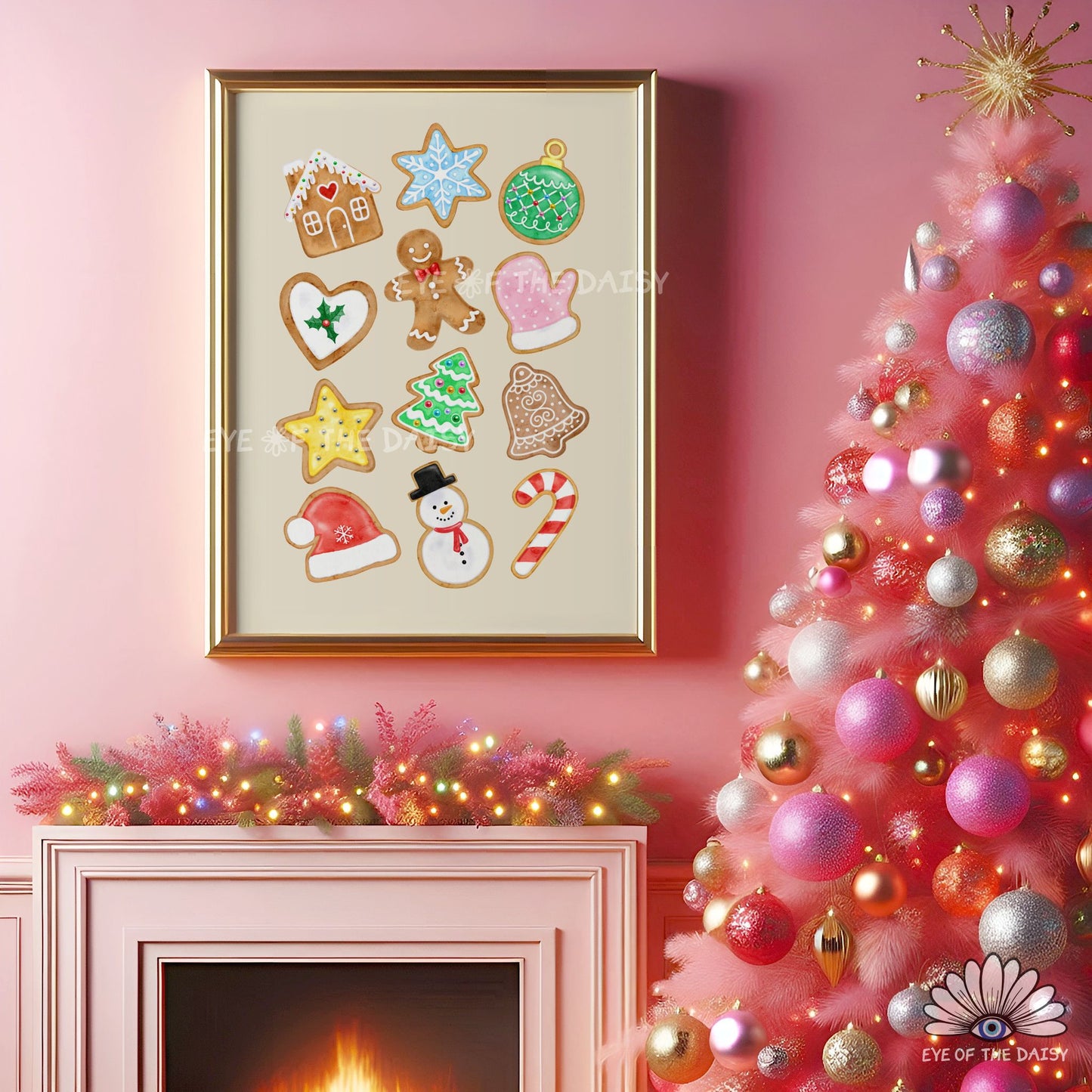Gingerbread Cookies Print Digital Download | Christmas Kitchen Printable Wall Art