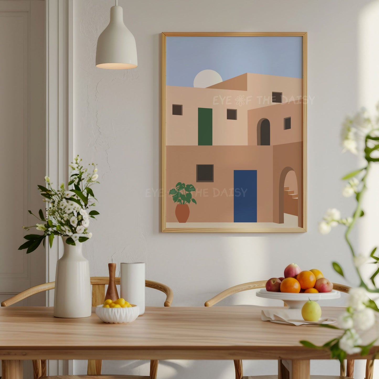 Bright architecture artwork set, boho kitchen wall decor, printable poster download for modern eclectic style