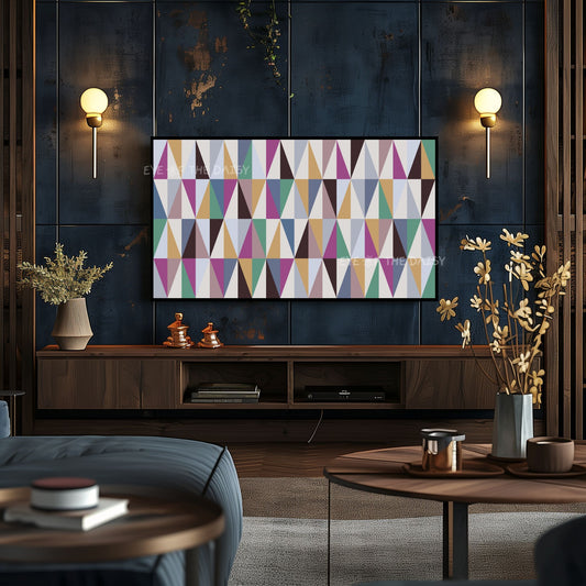 Purple Green Gold Blue Geometric Abstract 4K TV Art | Contemporary TV Artwork 4K