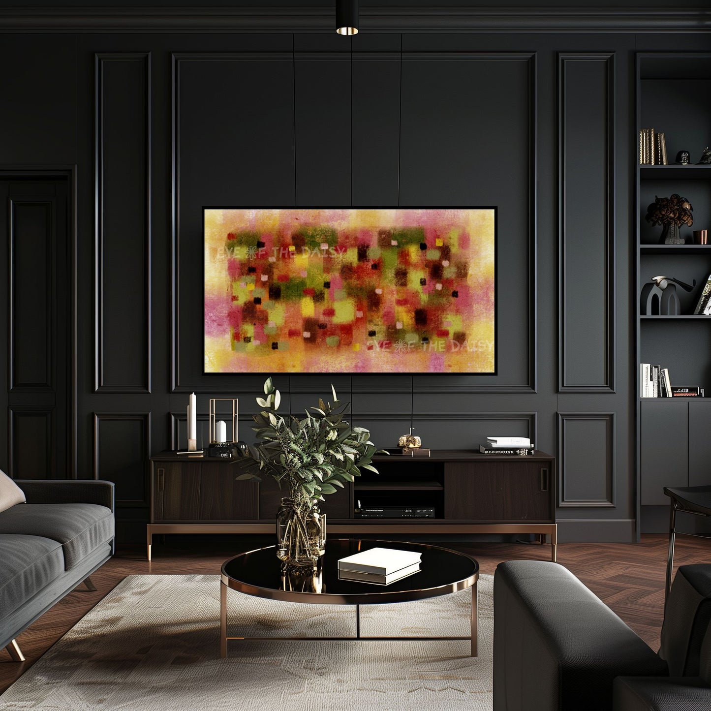 Maroon Mustard Olive Green Abstract Expressionist 4K TV Art | Earth Tone Contemporary Art