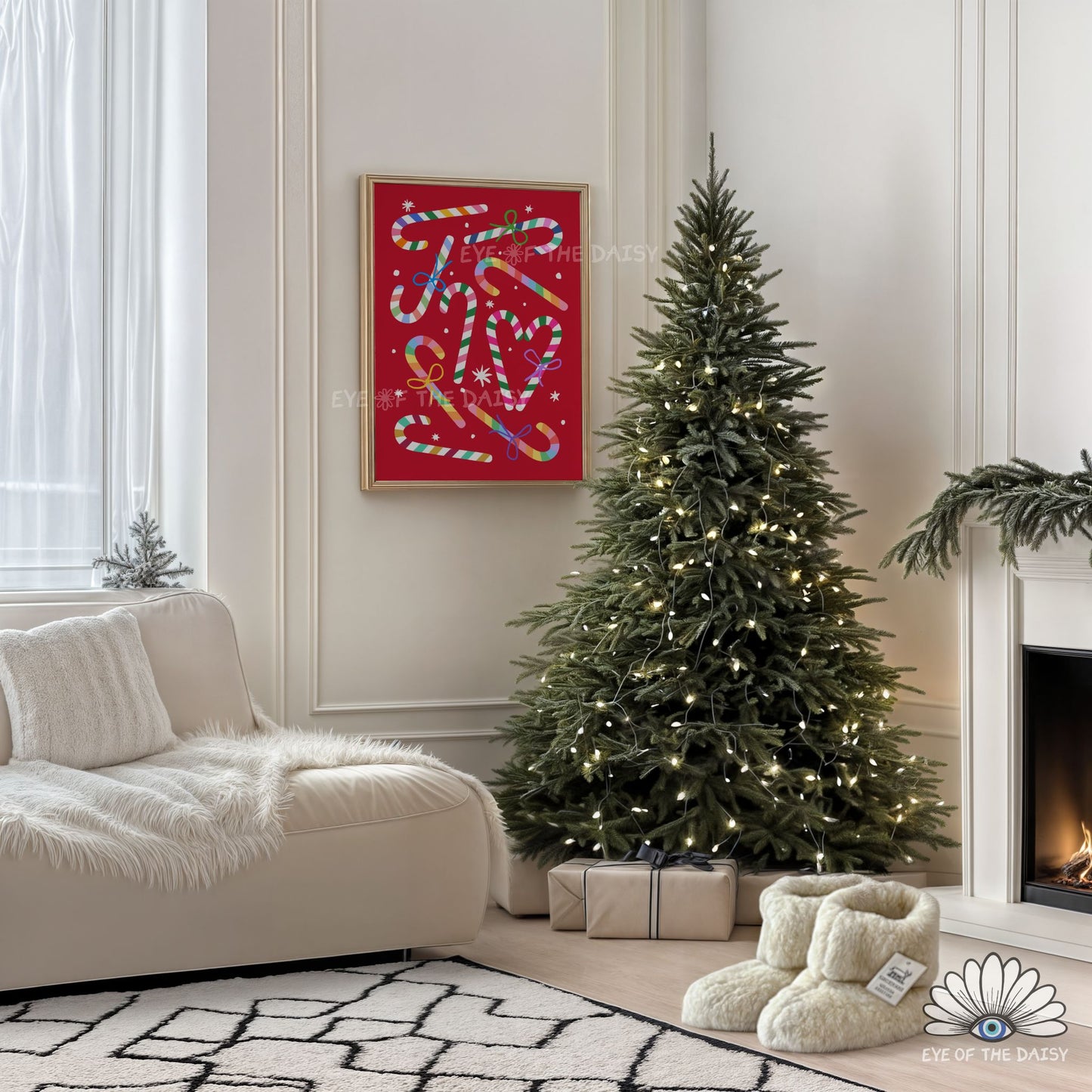 Colorful Candy Canes Digital Print | Retro Maximalist Christmas Printable Wall Art