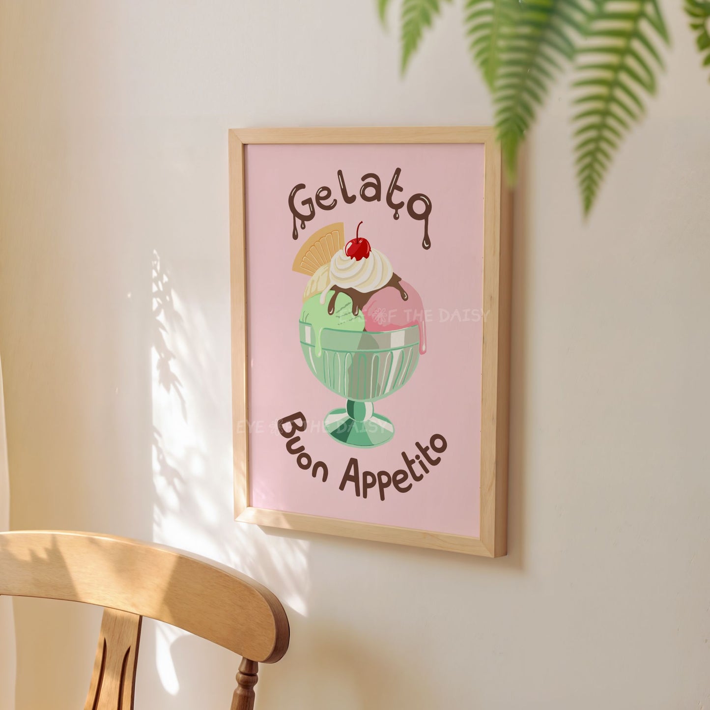 Pastel Italian gelato ice cream print digital download, modern printable wall art for instant download, "Buon Appetito" kitchen poster