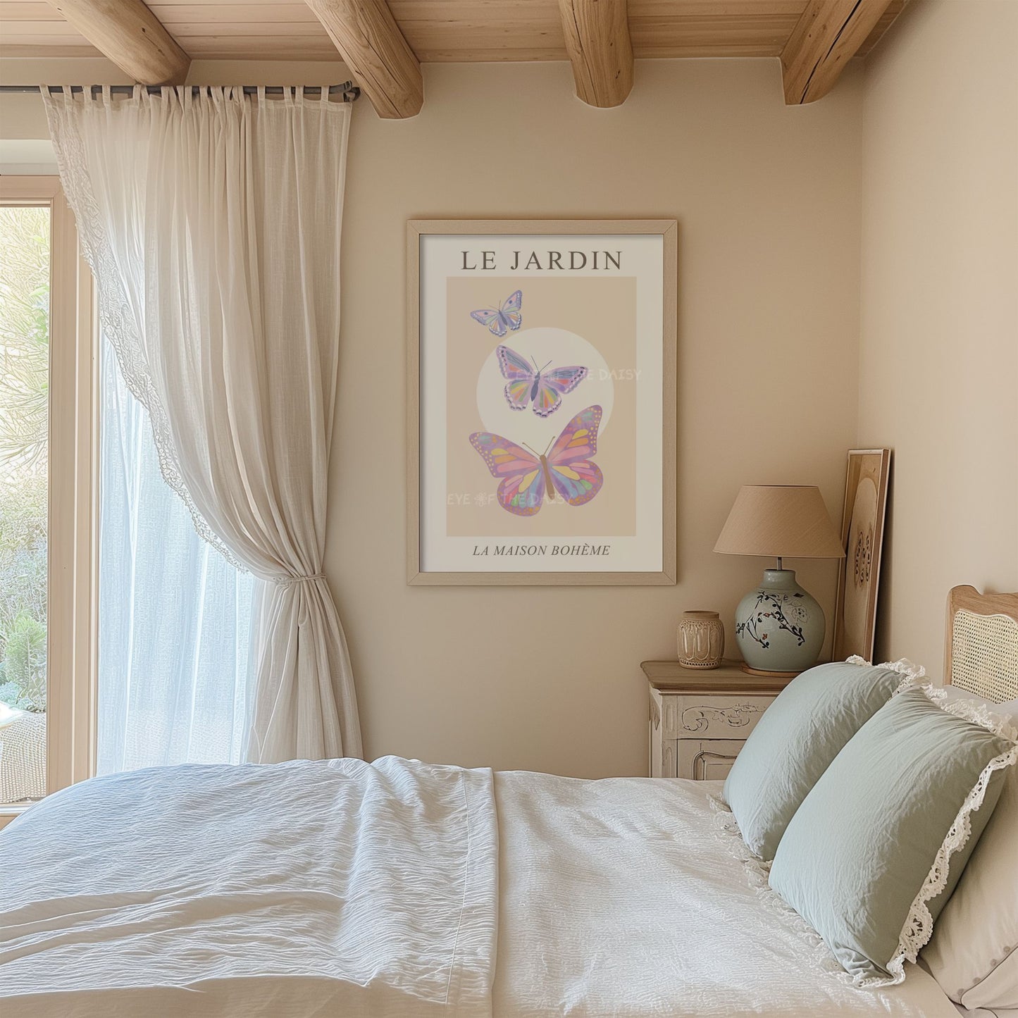 Lilac butterfly printable art – DIY pastel floral wall print for soft, coquette dorm room decor or feminine grandmillennial gallery wall