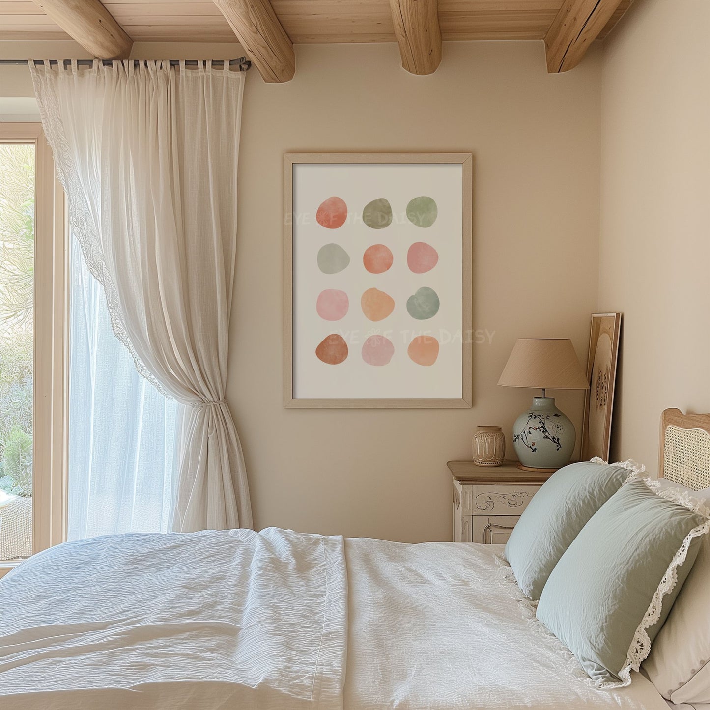 Neutral watercolor print set of 3 soft abstract digital artworks with minimalist strokes for vintage or modern farmhouse bedroom decor