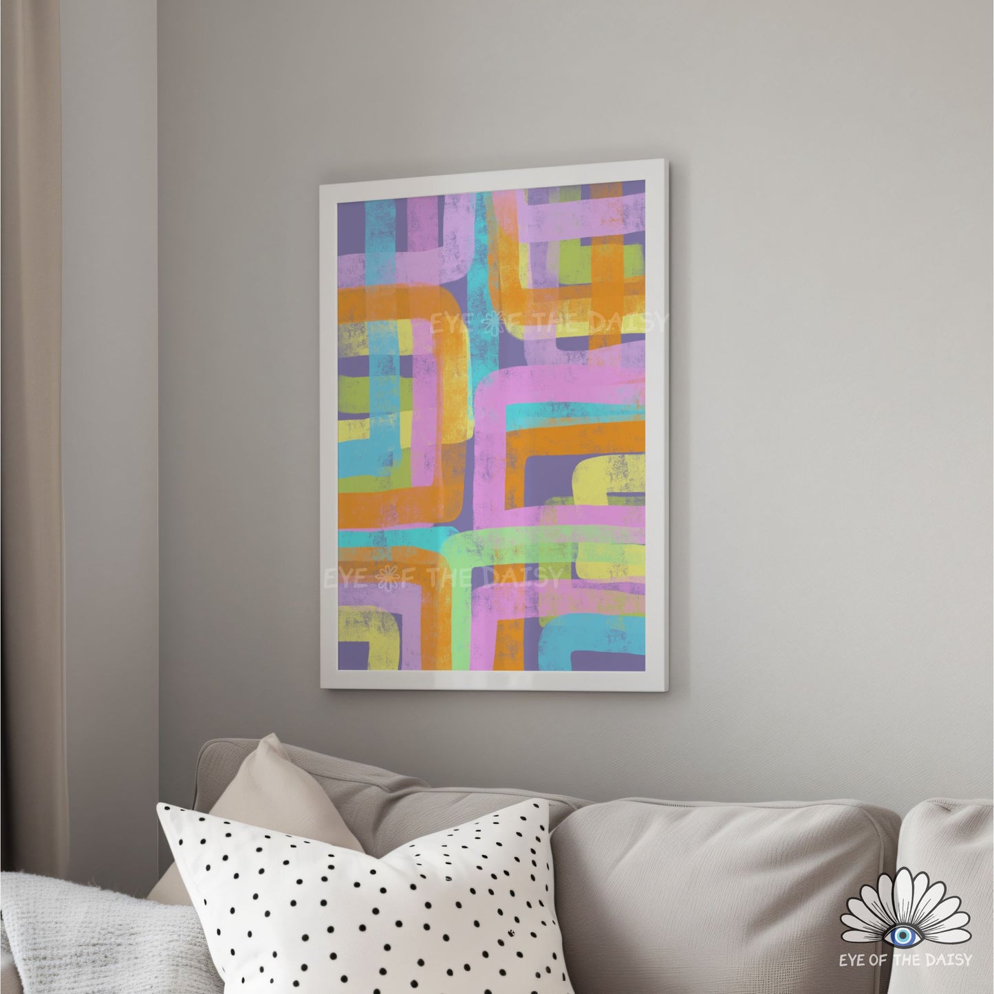 Vibrant modern abstract poster set, color block maximalist gallery wall set digital download