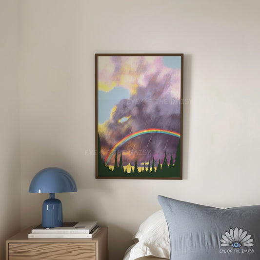 Sunset Rainbow Clouds Print Digital Download | Boho Abstract Landscape Printable Wall Art