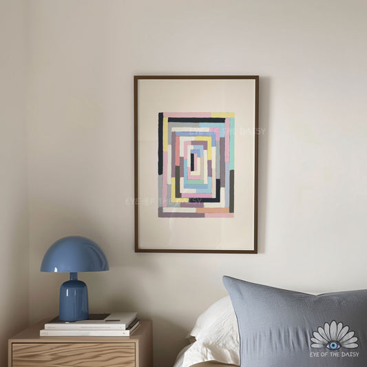 Contemporary textured abstract wall art print in soft muted pastels, modern Scandi printable wall art for the bedroom