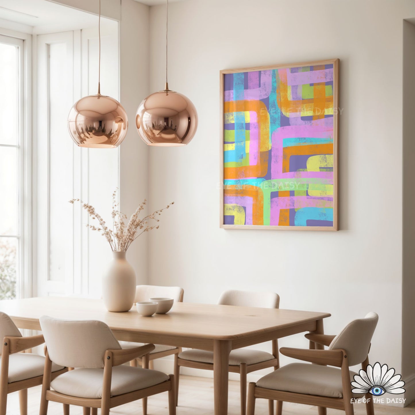 Colourful modern abstract poster download, bright colorful abstract expressionist artwork