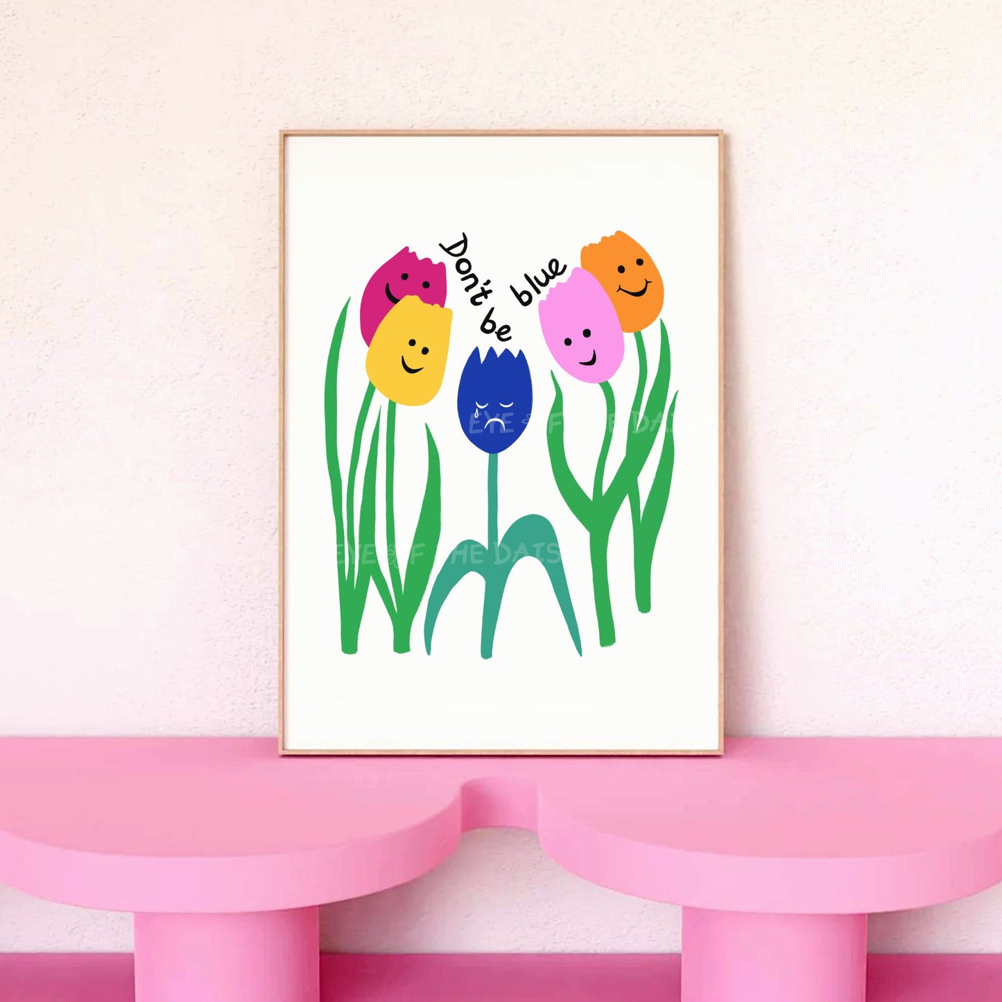 Don’t Be Blue tulip art print – colourful floral digital download, modern poster printable for self care or inspiration