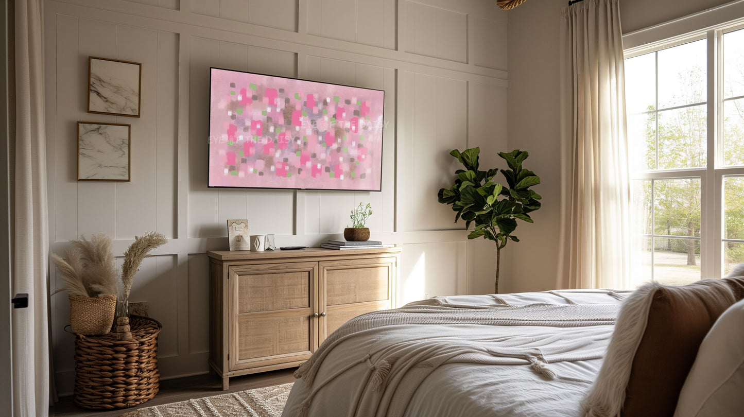 Pink Abstract Expressionist 4K TV Art | Contemporary Brushstrokes Art for TV Screen 4K