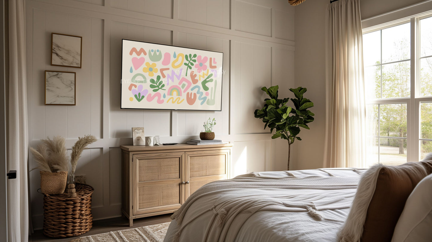 Pastel Colourful Abstract Cut-Out Shapes 4K TV Art | Contemporary Modern TV Art 4K