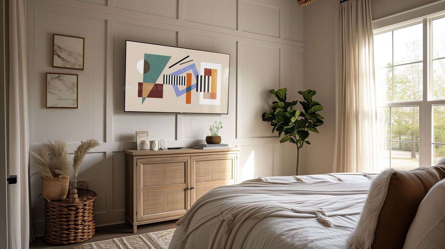 Colourful Bauhaus Style Abstract 4K TV Art | Mid Century Modern Art for TV Screen 4K