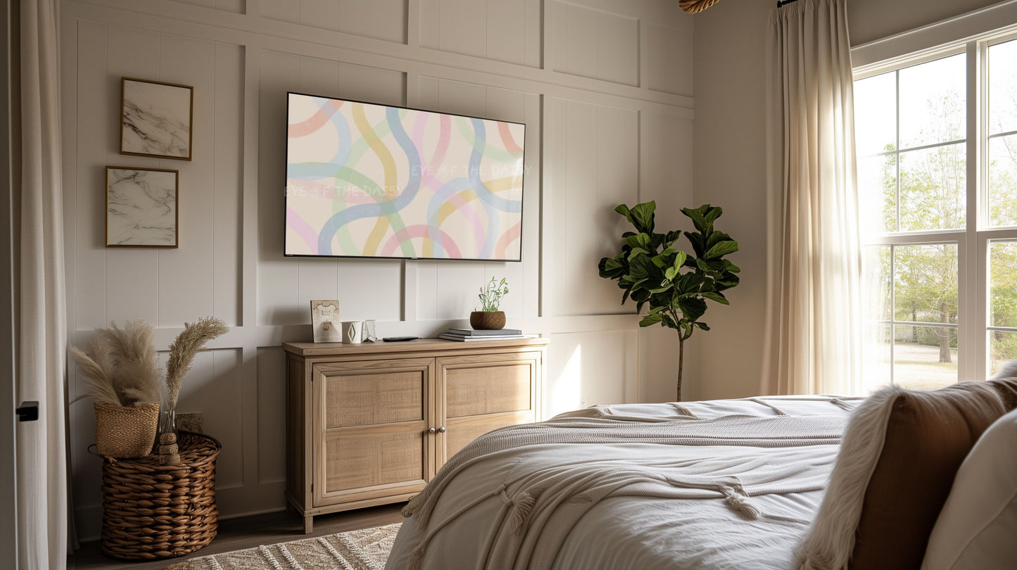 Minimal Colourful Wiggly Lines 4K TV Art | Pastel Contemporary 4K Art for TV Screen