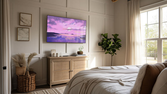 Pink Purple Abstract Landscape 4K TV Art | Coastal Seascape Digital Painting TV Art