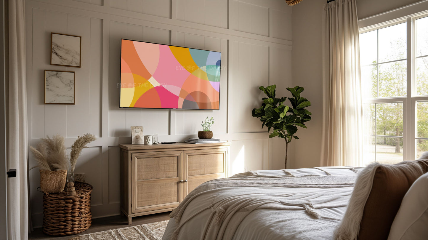 Pink Mustard Yellow Abstract 4K TV Art | Geometric Contemporary Art for TV Screen 4K