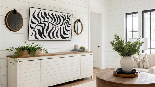 Black Beige Abstract Palm Leaf 4K TV Art | Boho Scandi Botanical TV Artwork 4K