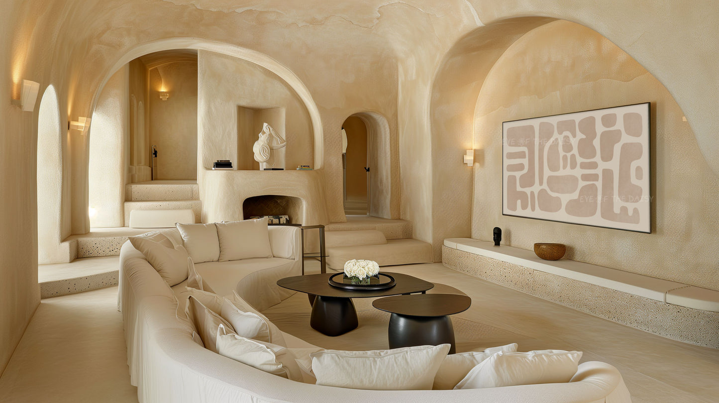 Beige Abstract Shapes 4K TV Art | Neutral Tone Modern Boho Art for TV Screen