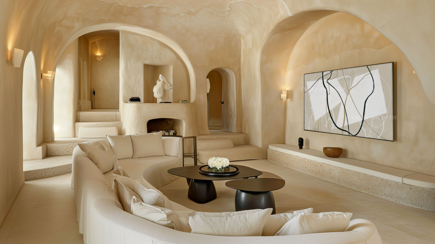 Neutral Modern Abstract 4K TV Art | Minimal Beige White Art for TV Screen