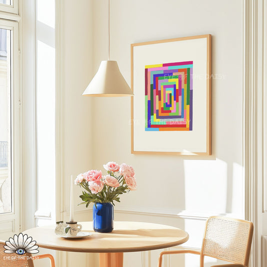 Colorful geometric abstract printable poster for eclectic, dopamine or modern apartment decor