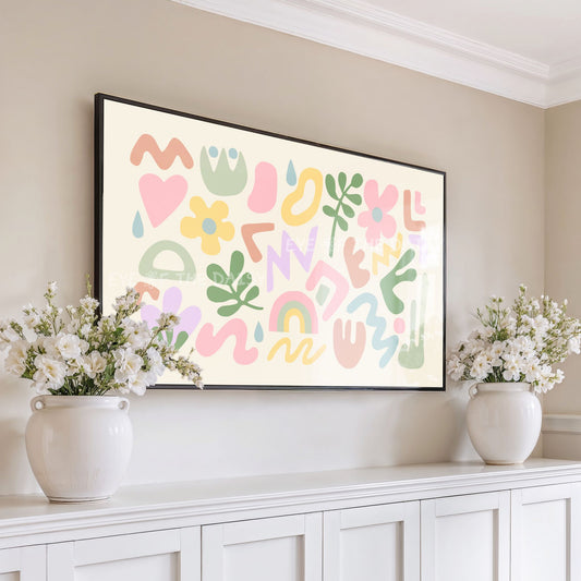 Pastel Colourful Abstract Cut-Out Shapes 4K TV Art | Contemporary Modern TV Art 4K