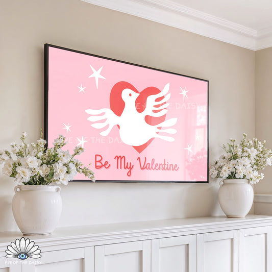 Matisse inspired Valentine’s Day 4K TV artwork, playful cut-out style romantic screensaver decor