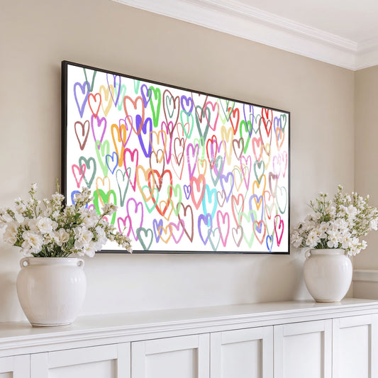 Graffiti Hearts Contemporary 4K TV Art | Colourful Abstract Hearts Digital Painting TV Art