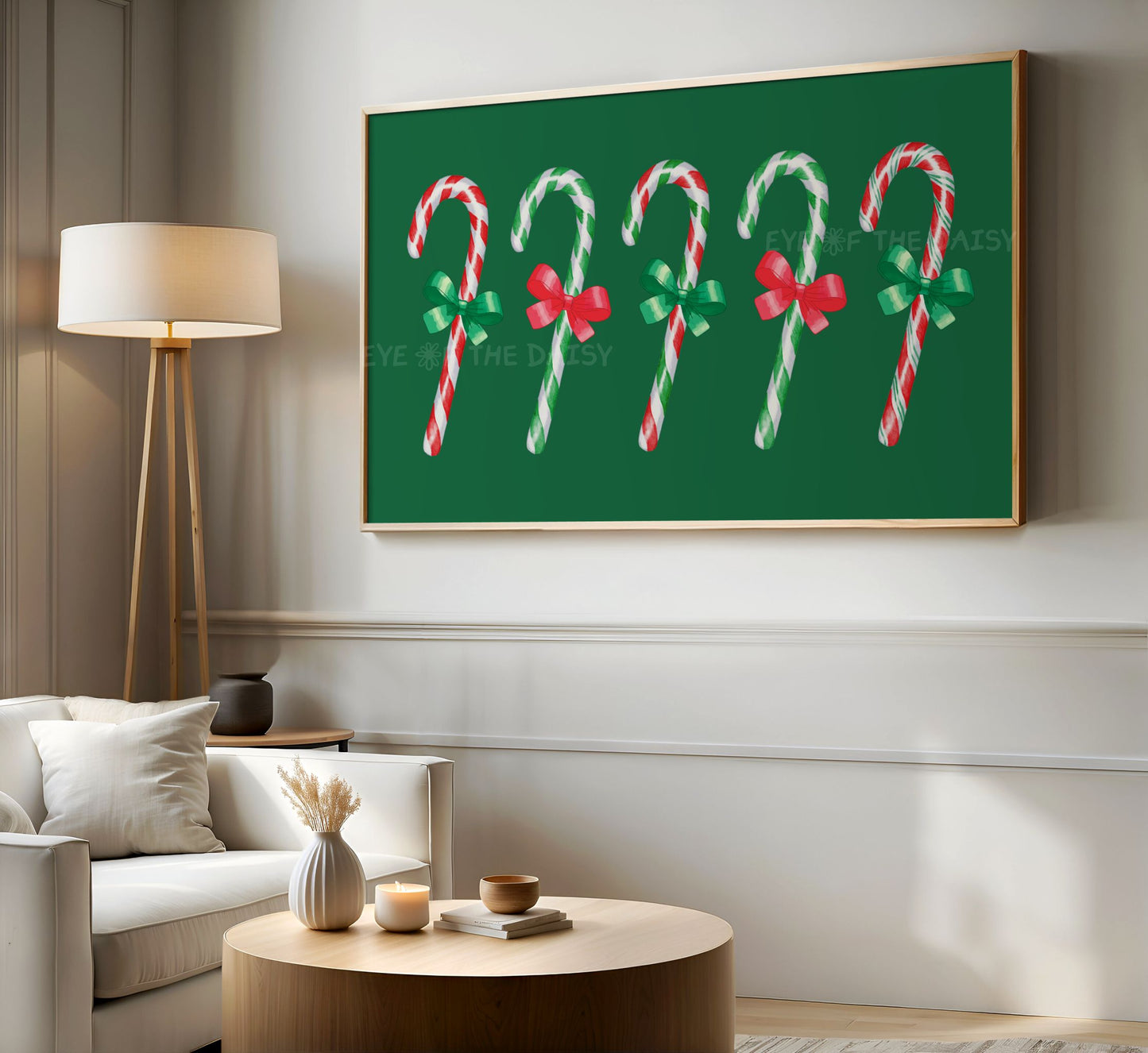 Red Green Christmas Candy Canes 4K TV Art | Traditional Watercolour Holiday TV Art 4K