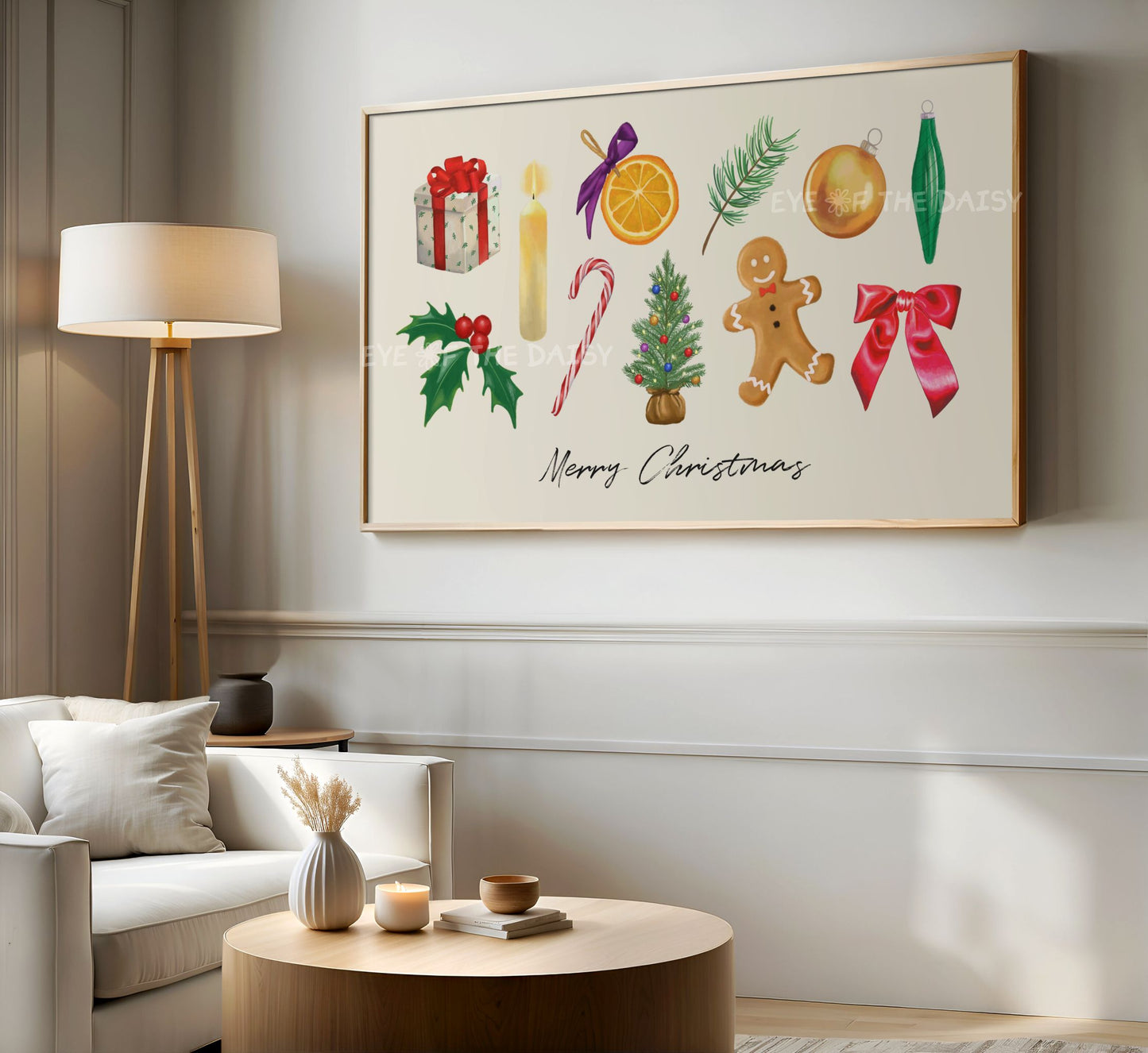Watercolour Christmas Illustrations 4K TV Art | Colourful Traditional Holiday 4K TV Artwork
