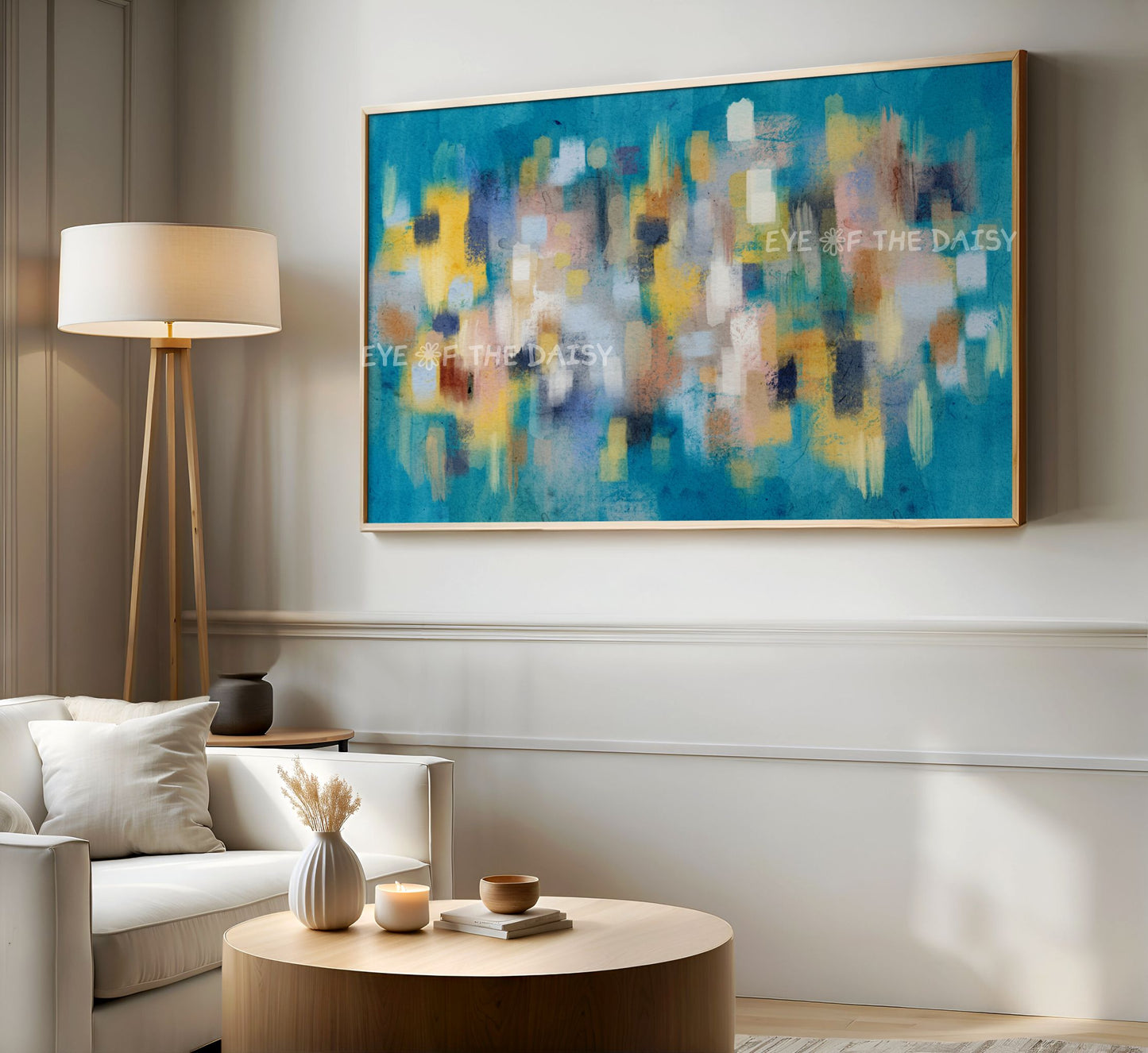 Turquoise & Mustard Modern 4K TV Art | Abstract Expressionist Screensaver Art 4K