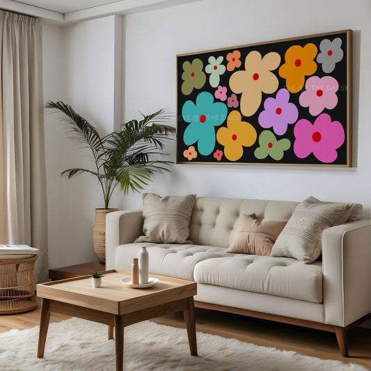 Colourful Retro Flowers 4K TV Art | Trendy Vibrant Botanical 4K Art for TV Screen