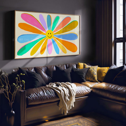 Retro Colourful Daisy 4K TV Art | Bright Vibrant Boho Flower 4K Art for TV Screen