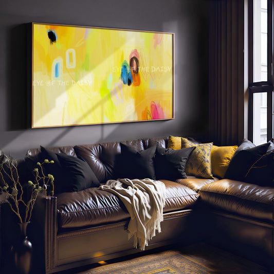 Vibrant Yellow Abstract Expressionist 4K TV Art | Bright Contemporary Digital Painting TV Art