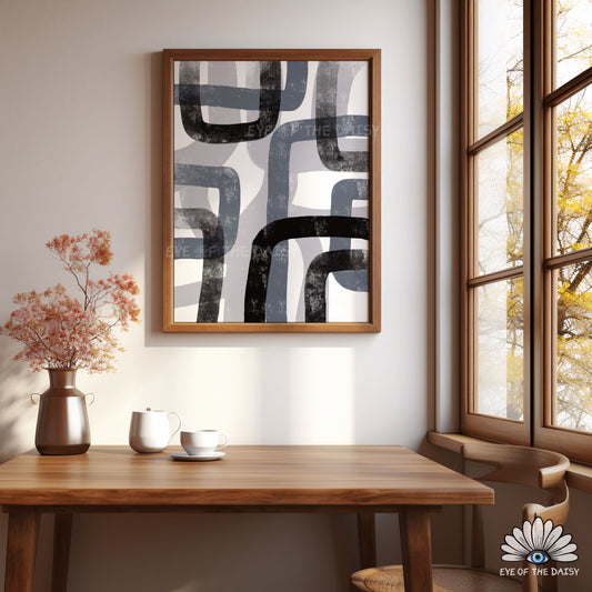 Contemporary textured monochrome abstract poster, modern Japandi style for living room, hallway, or house entrance wall art