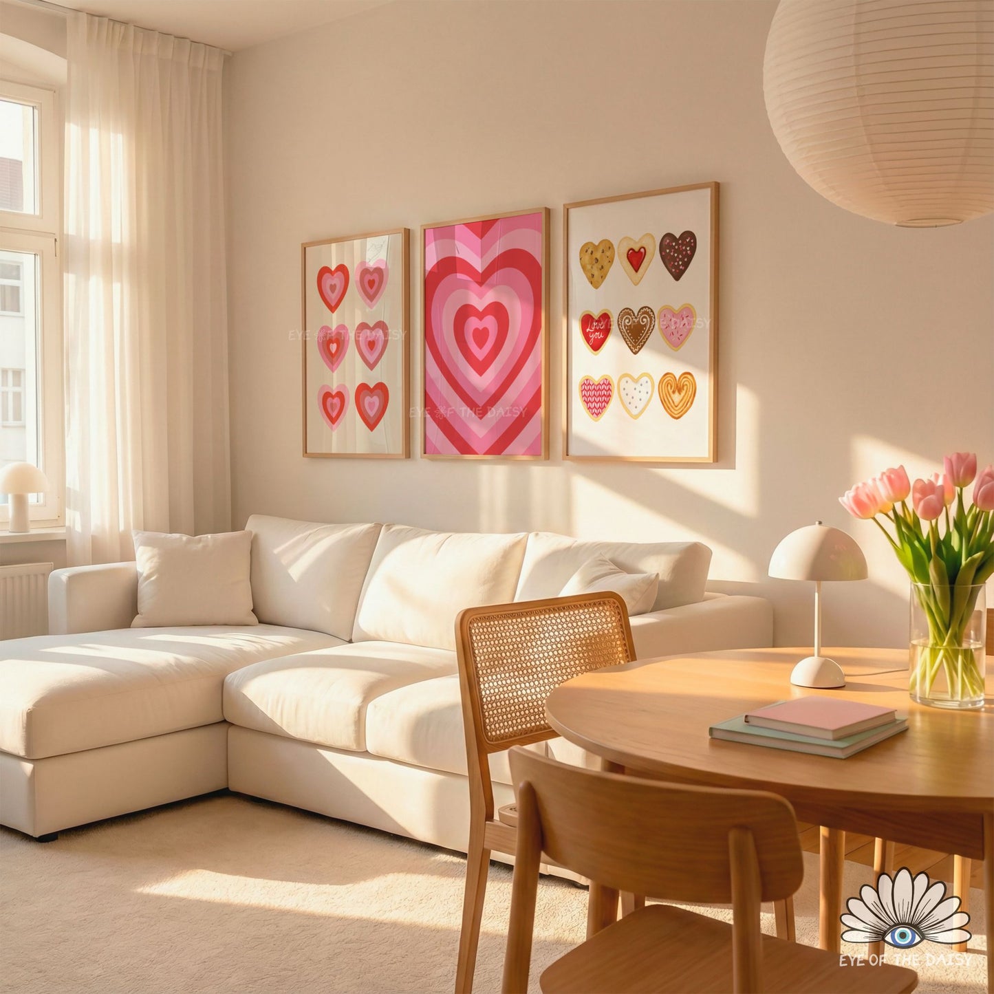 Hand drawn Galentine's printable set of 9 red and pink posters, gallery wall art for bedrooms, dorms, apartments, or Valentine’s parties