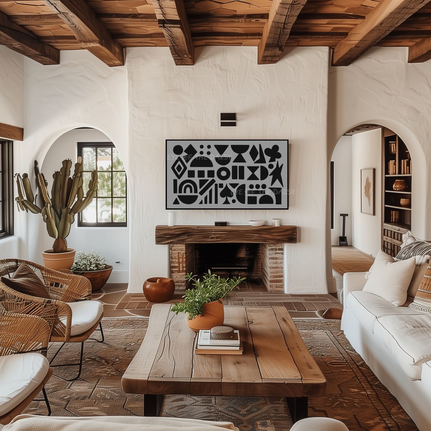 Black Grey Mid Century Modern Shapes 4K TV Art | Contemporary Abstract TV Art 4K