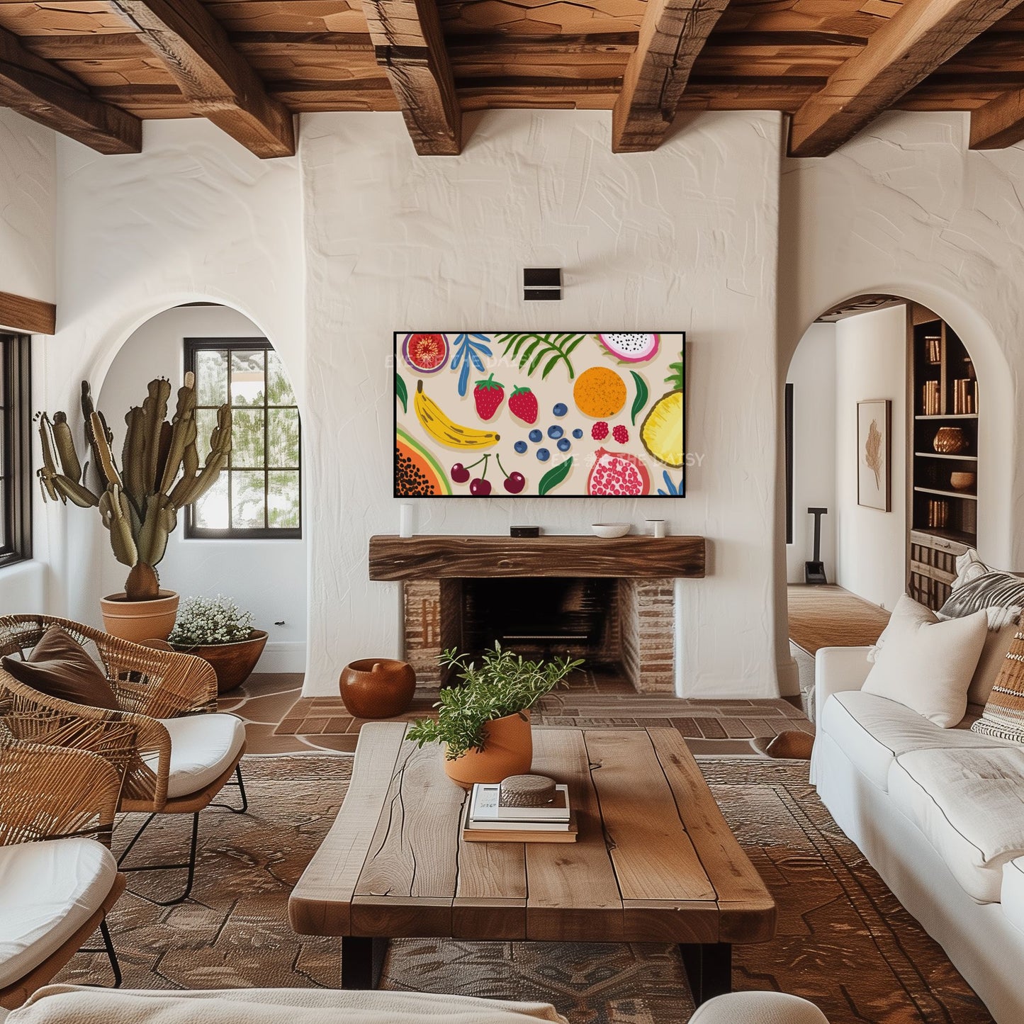 Colourful Tropical Fruit 4K TV Art | Boho Botanical 4K Art for TV Screen