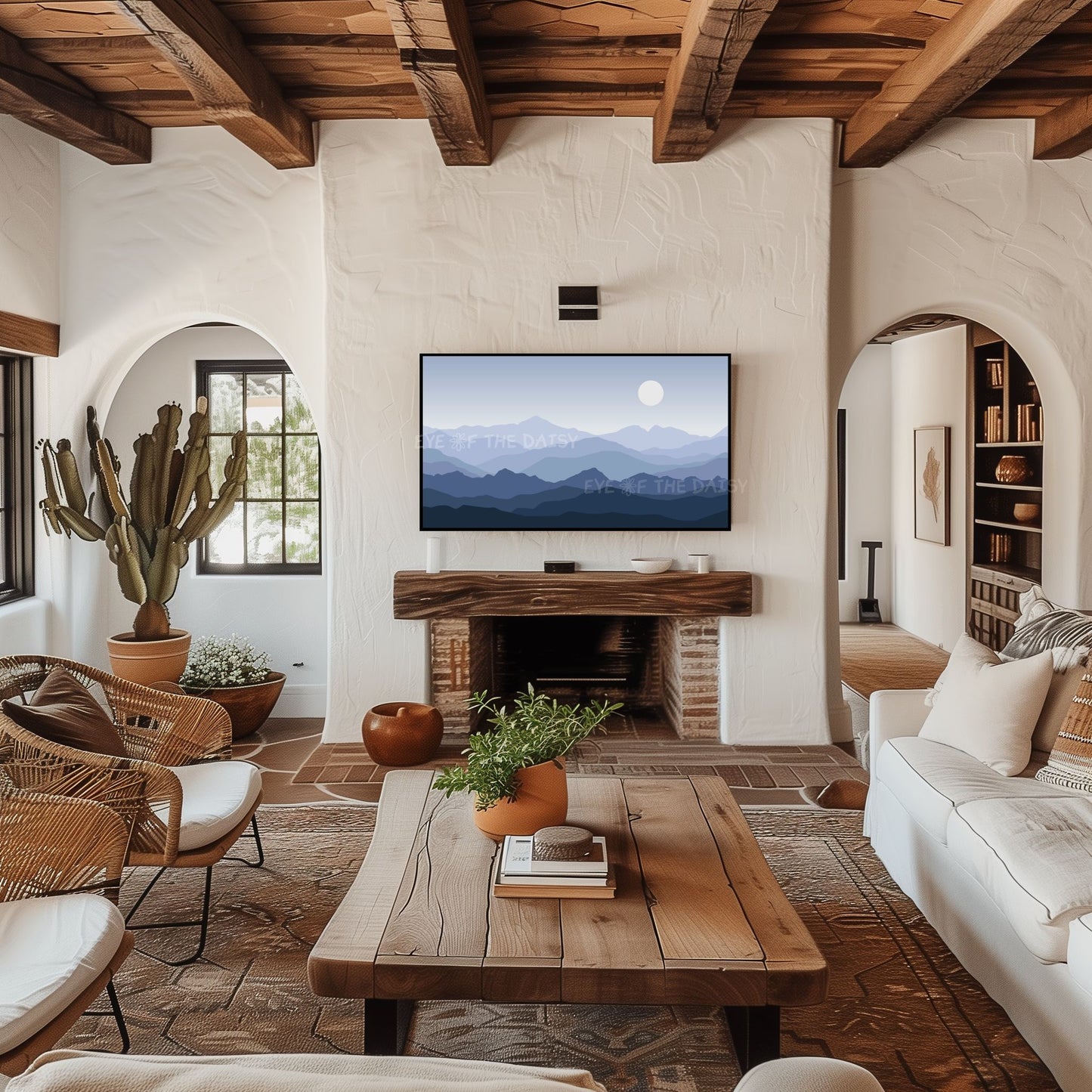 Blue Grey Tone Abstract Mountains 4K TV Art | Calming Minimal Landscape TV Art 4K