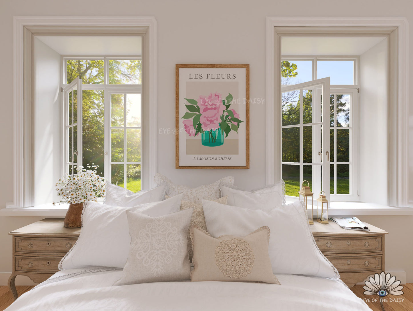 Pink floral artwork farmhouse cottagecore decor, pink peony wall art