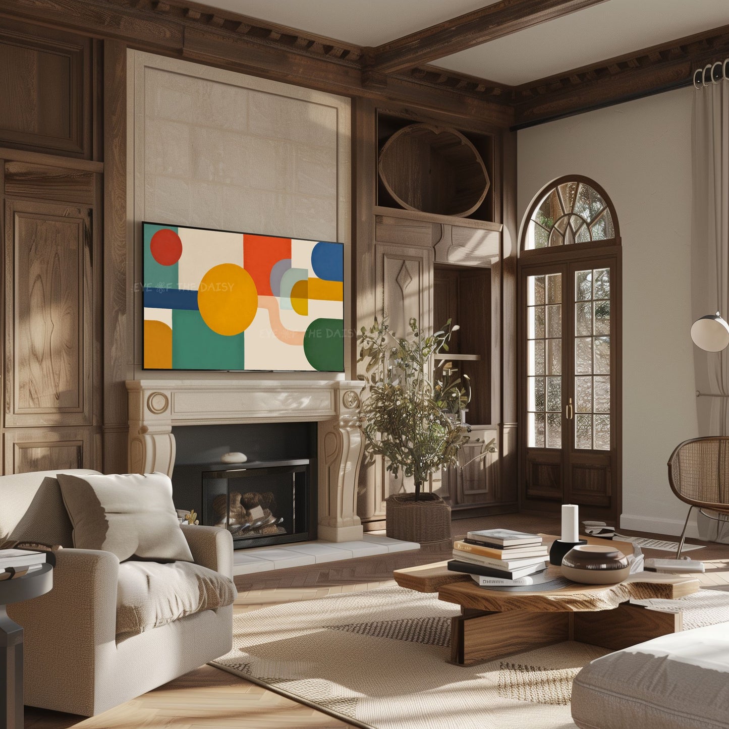 Red Mustard Green Blue Mid Century Modern TV Art 4K | Contemporary Abstract 4K TV Art