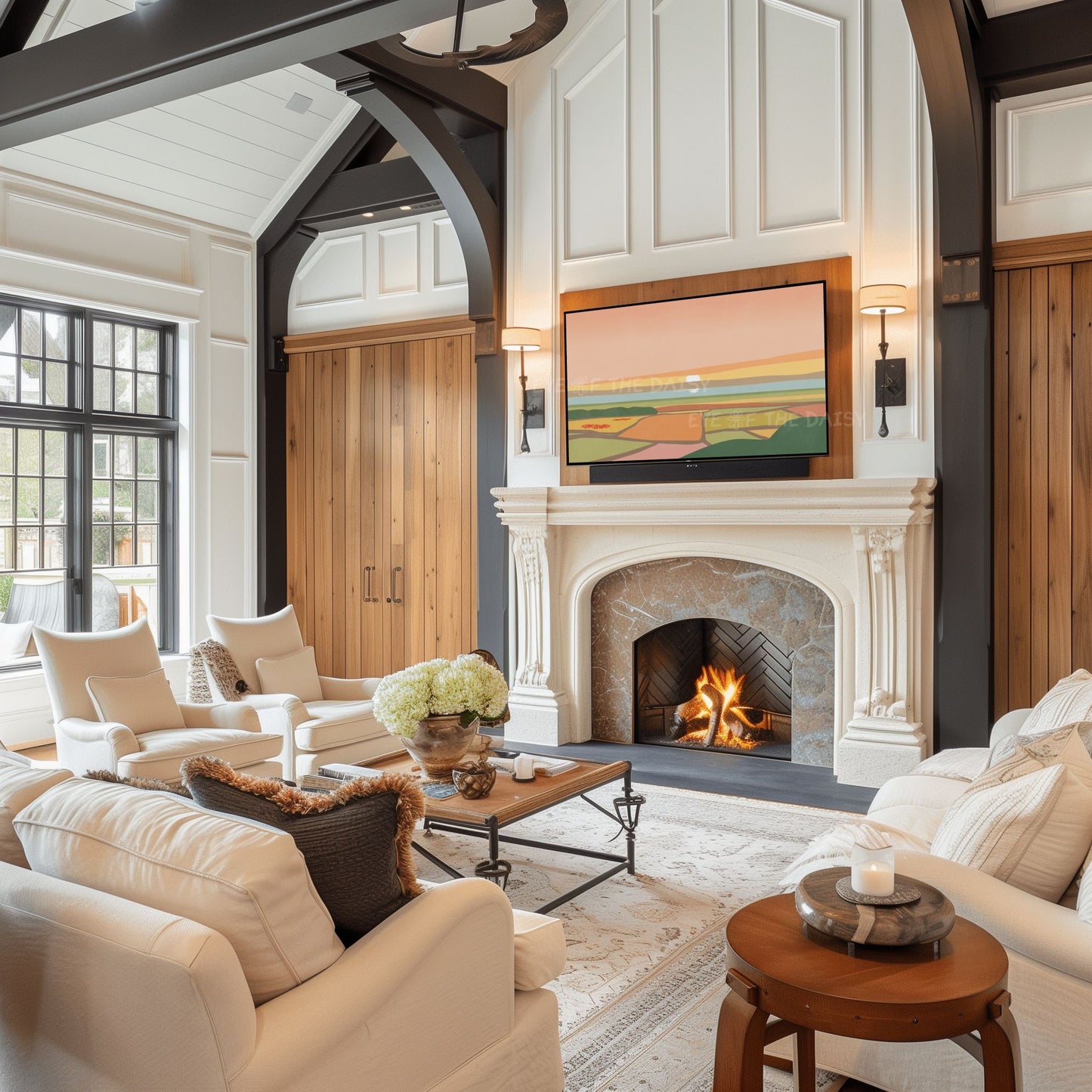 Warm Tone Abstract Landscape 4K TV Art | Minimal Poppy Flower Fields Sea Sky TV Art 4K