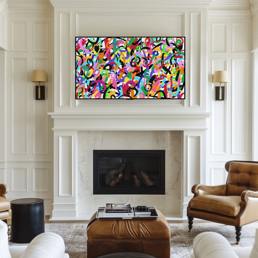Graffiti Style Contemporary Abstract 4K TV Art | Vibrant Colourful Modern TV Art 4K