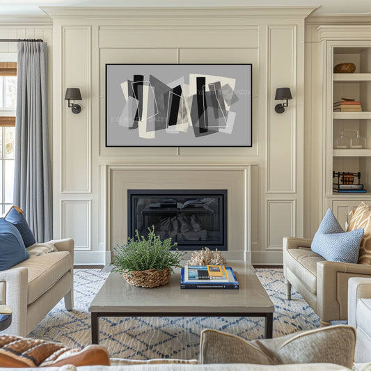 Grey Black Modern Abstract TV Art 4K | Contemporary Geometric 4K TV Art