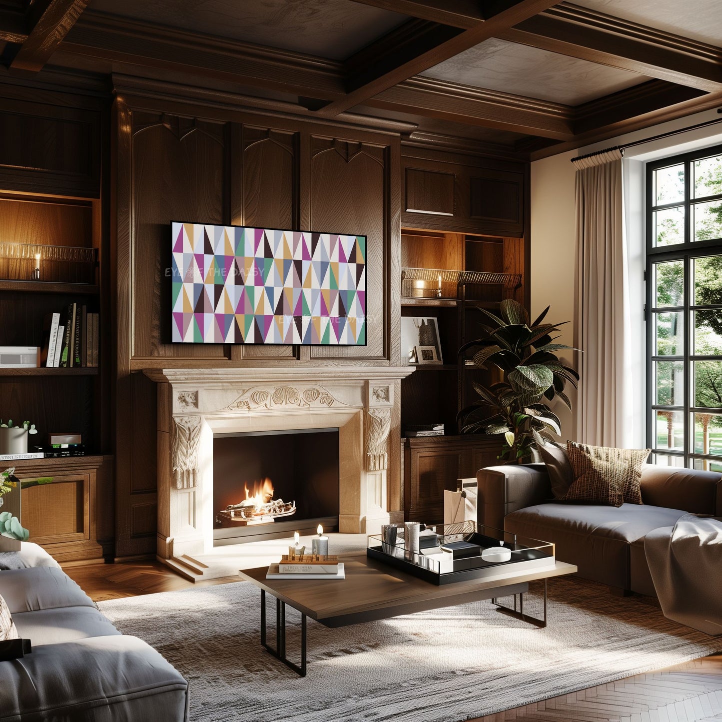 Purple Green Gold Blue Geometric Abstract 4K TV Art | Contemporary TV Artwork 4K