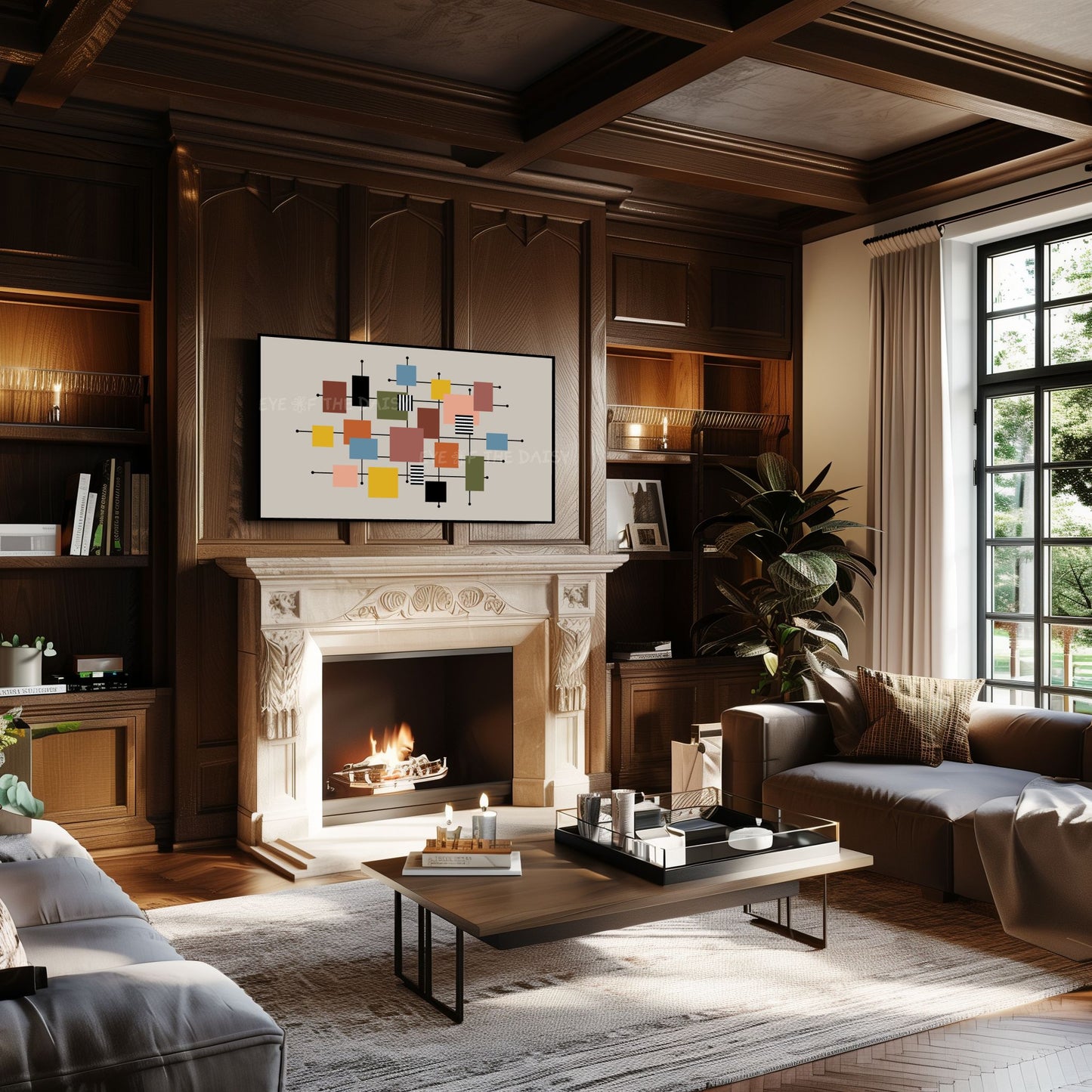 Mid Century Modern Squares 4K TV Art | Colourful Geometric Abstract TV Art 4K